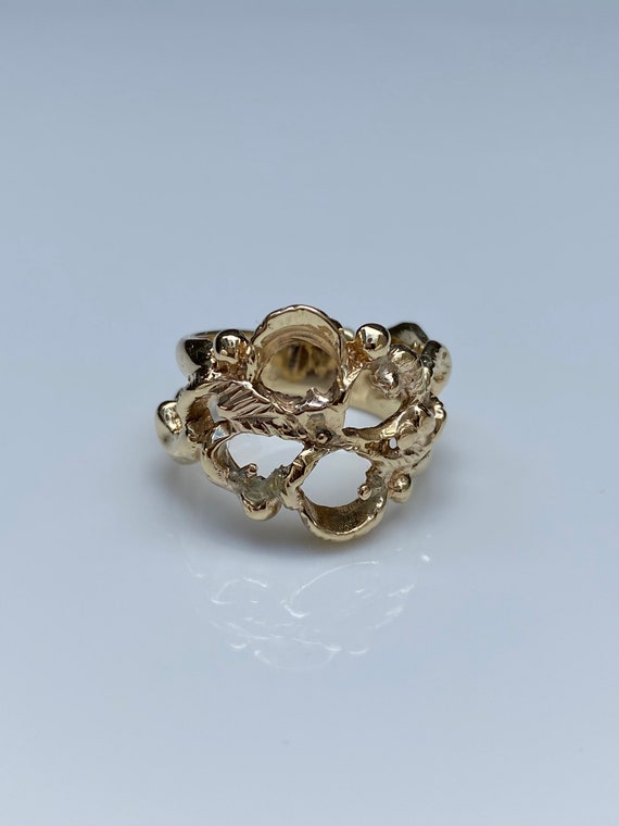 Vintage Solid 14k Yellow Gold Freeform Ring - Siz… - image 5