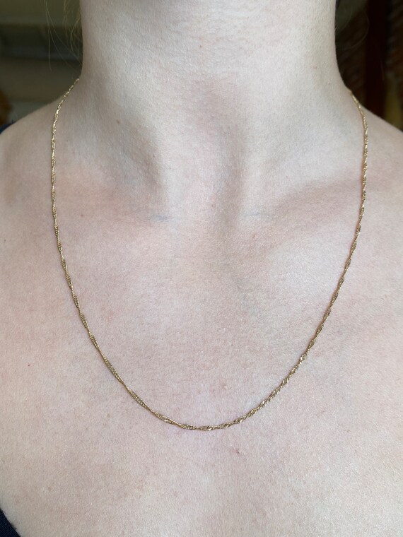 Vintage Solid 14k Yellow Gold Twist Chain Necklac… - image 6