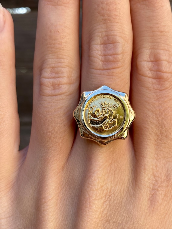 Panda coin ring outlet