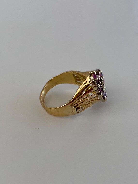 Vintage Solid 14k Yellow Gold Ruby Ring - Size 4 … - image 8