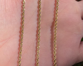 Vintage Solid 14k Yellow Gold Rope Chain Necklace - 23.5 inches - Fine Estate Jewelry - Real Genuine Gold