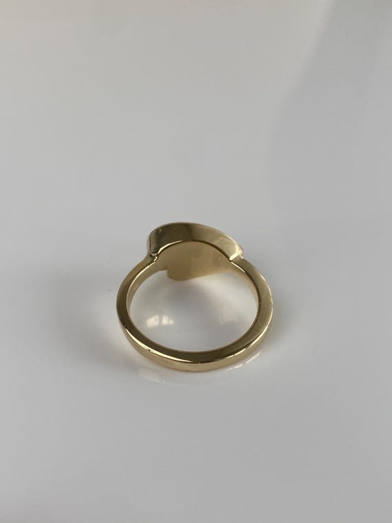 Vintage Solid 14k White Stone Inlay Ring - Size 6… - image 7