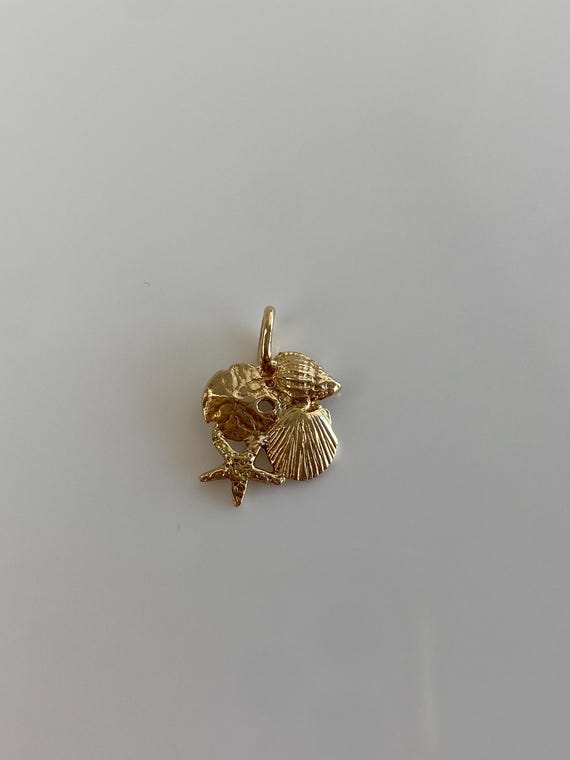 Vintage Solid 14k Yellow Gold Shell Collection Ch… - image 3