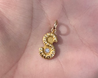 Vintage Solid 18k Yellow Gold Diamond Initial "S" Charm - Fine Estate Jewelry - Pendant Necklace - Real Genuine Gold