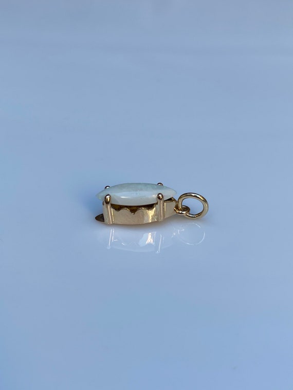 Vintage Solid 18k Yellow Gold Marquise Opal Charm… - image 4