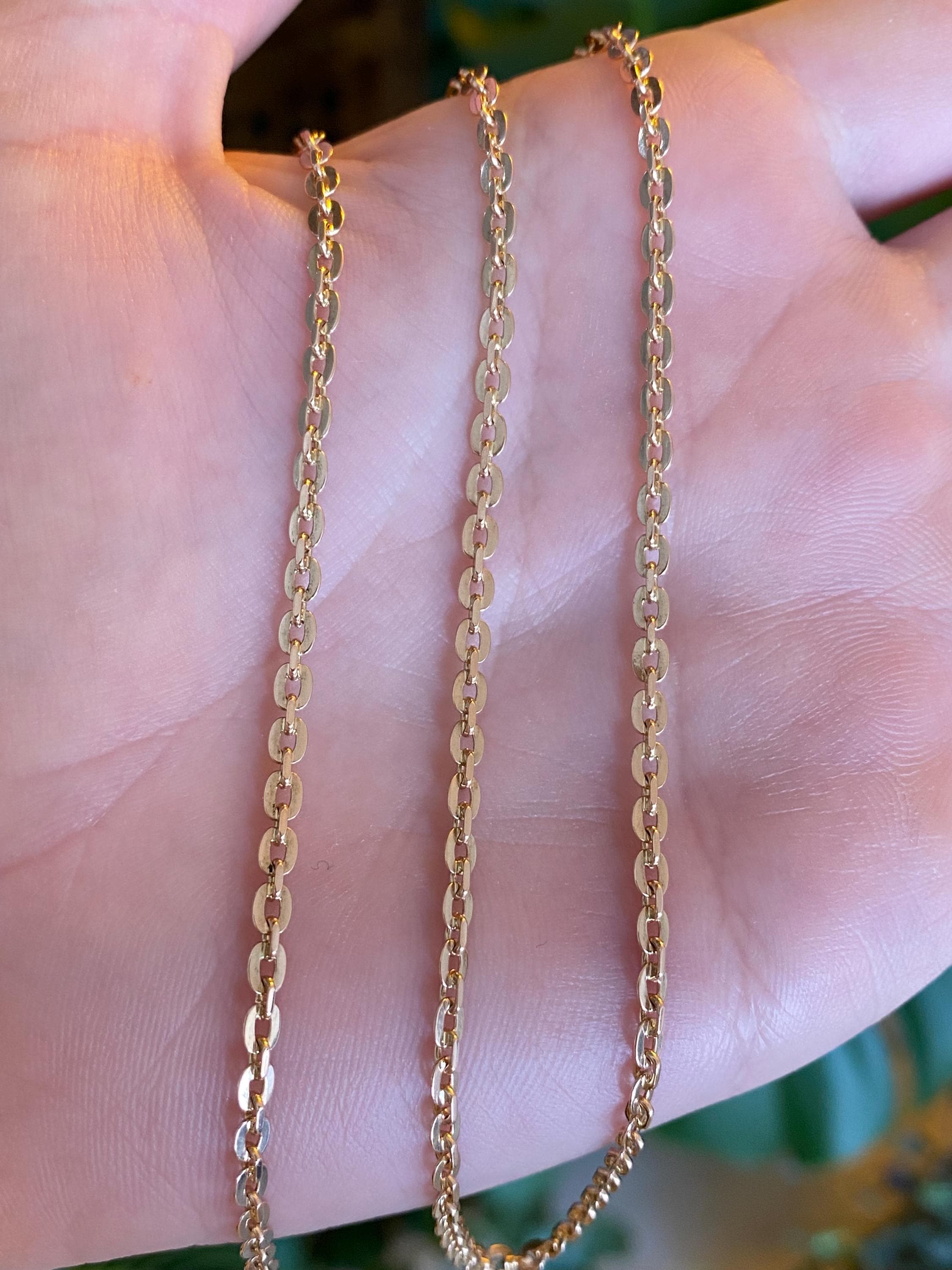 Vintage Solid 14k Rose Gold Flat Cable Chain Necklace - 19.75 inches - Quality Fine Estate Jewelry - Real Genuine Gold