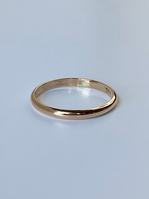 Vintage Solid 18k Yellow Gold Ring Band - Size 8.… - image 6
