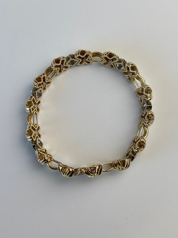 Vintage Solid 14k Yellow Gold Diamond X Link Tenn… - image 6