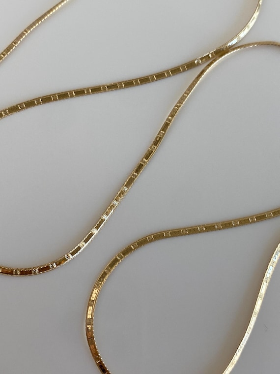 Vintage Solid 14k Yellow Gold Pattern Flat Chain … - image 7