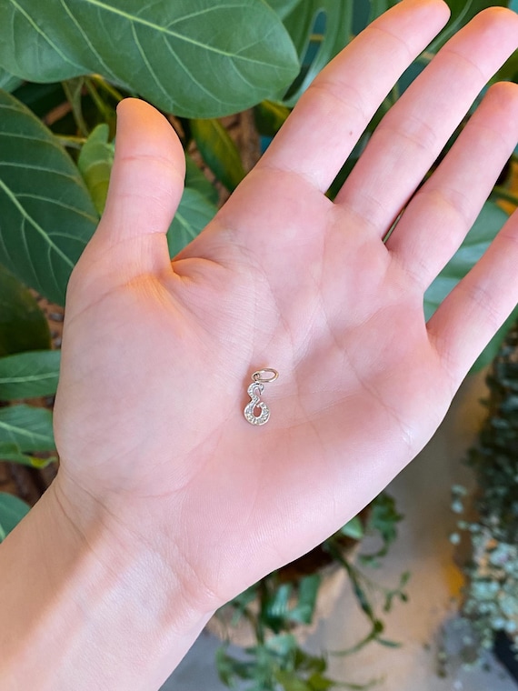 Vintage Solid 14k White Gold Initial 'E' Charm - image 2