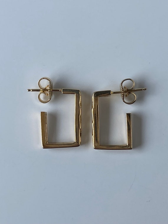 Vintage Solid 14k Yellow Gold Patterned Rectangle… - image 5