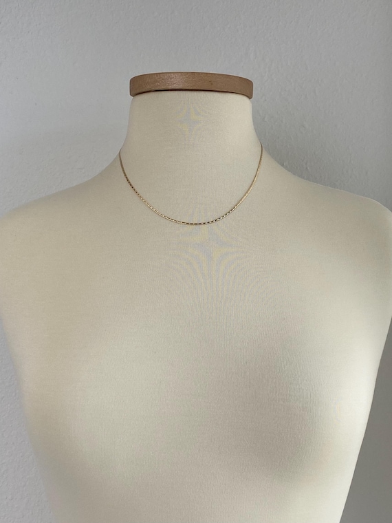 Vintage Solid 14k Yellow Gold Pattern Flat Chain … - image 4