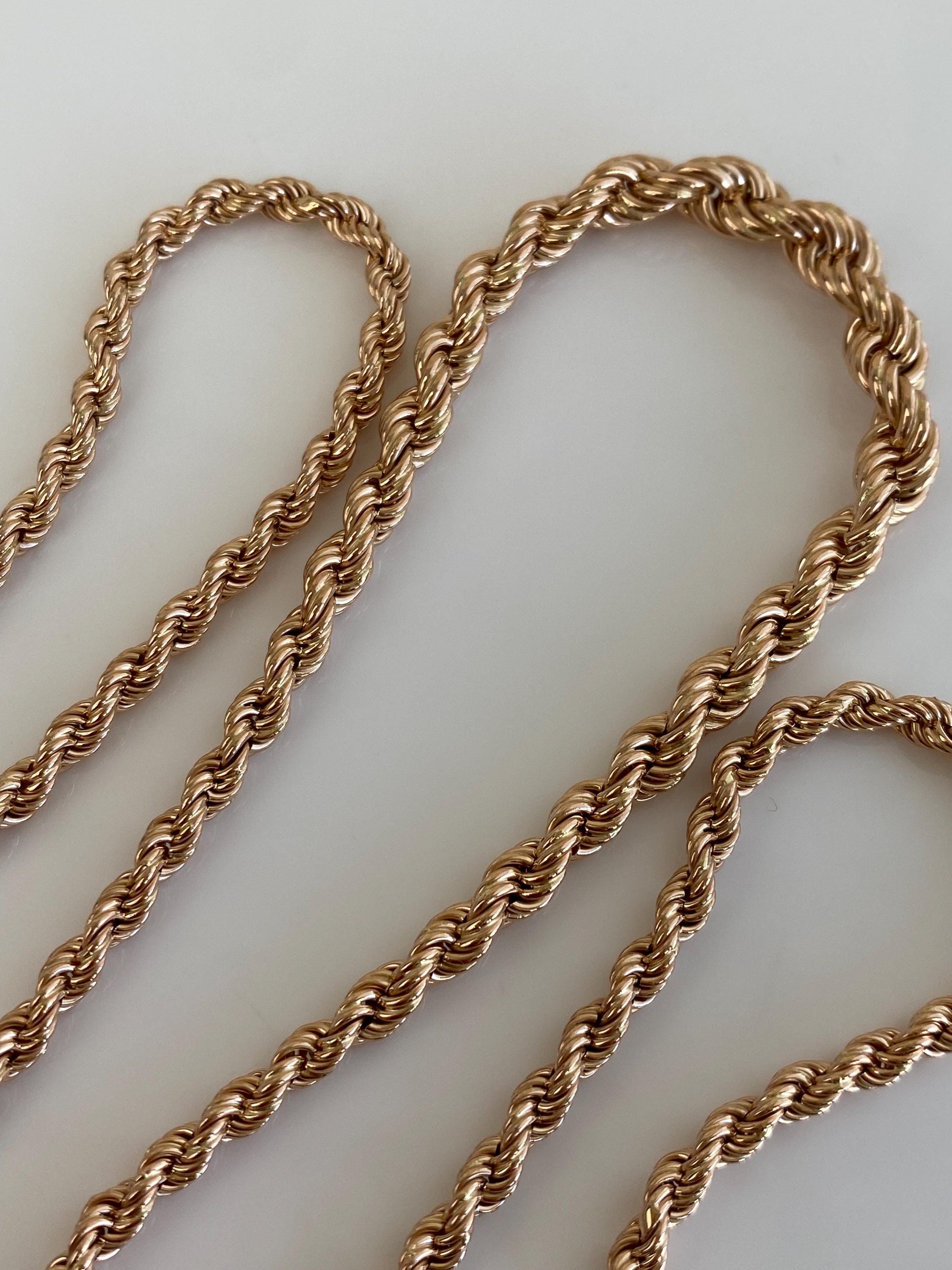 Graduated Rope Chain Vintage Solid 14k Rose Gold Graduated Rope Chain Necklace - 20.25 ...