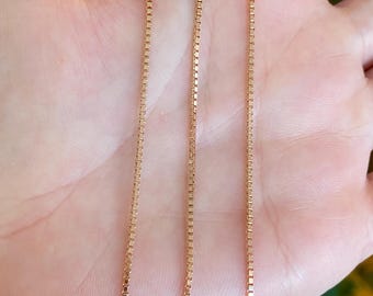Vintage Solid 14k Rose Gold Box Chain Necklace - 20 inches