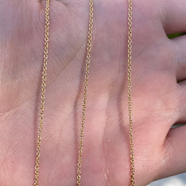 Solid 14k Yellow Gold Long Cable Chain Necklace - 34 inches - Fine Estate Jewelry - Real Genuine Gold - High Quality