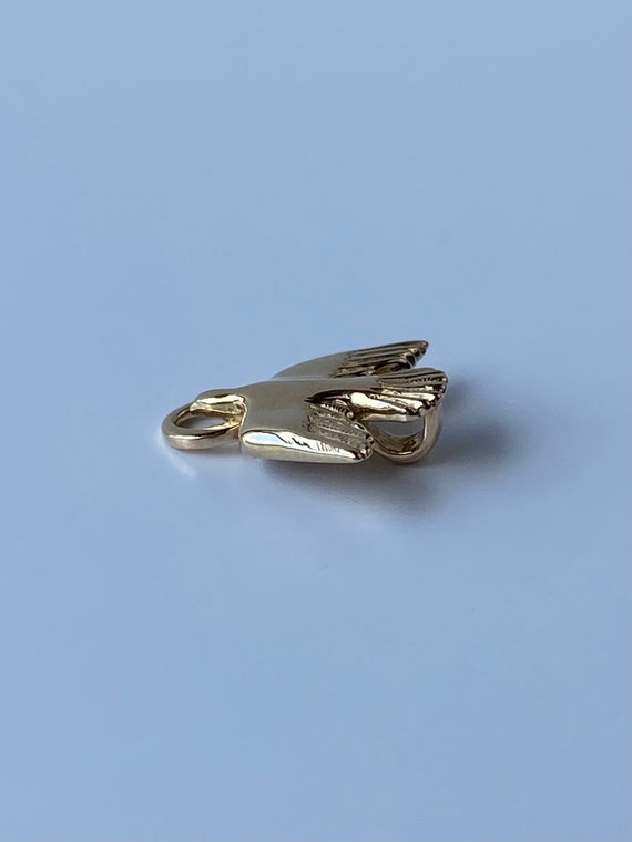 Vintage Solid 14k Yellow Gold Bird Charm - Fine E… - image 5