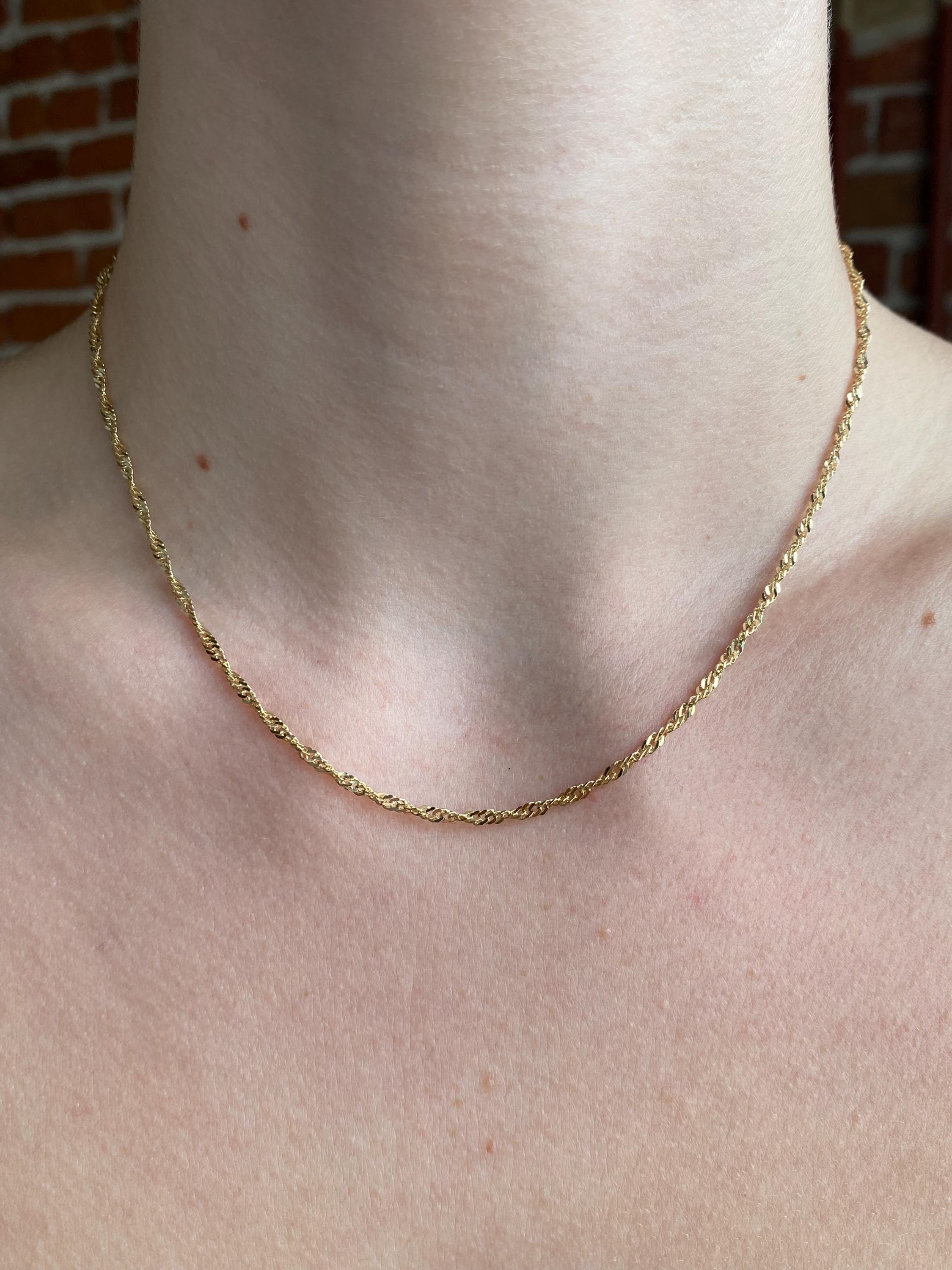 Vintage Solid 14k Yellow Gold Twist Chain Necklace - 16