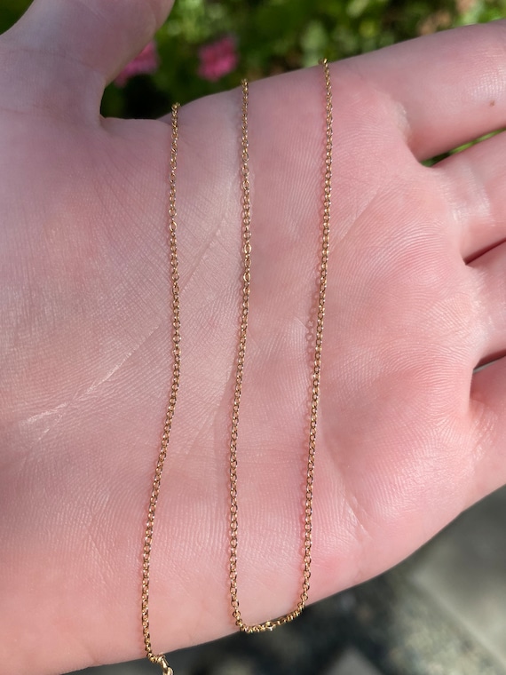 Vintage Solid 10k Yellow Gold Dainty Cable Chain … - image 1