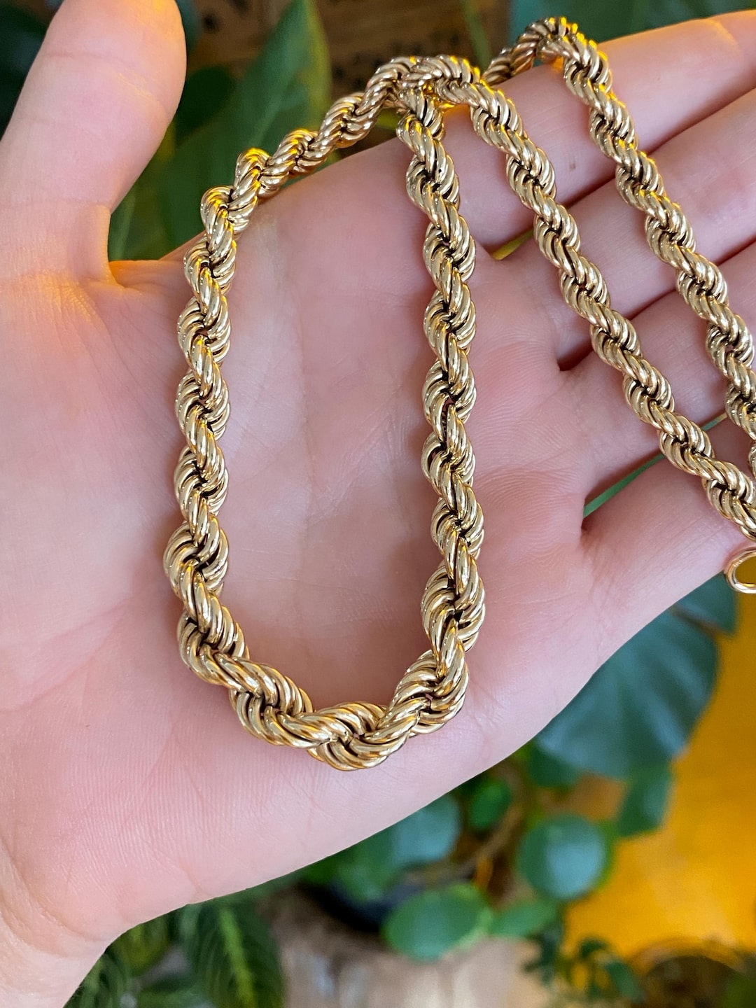 Graduated Rope Chain Vintage 14k Yellow Gold Chunky Graduated Rope Chain Necklace - 15.75 ...