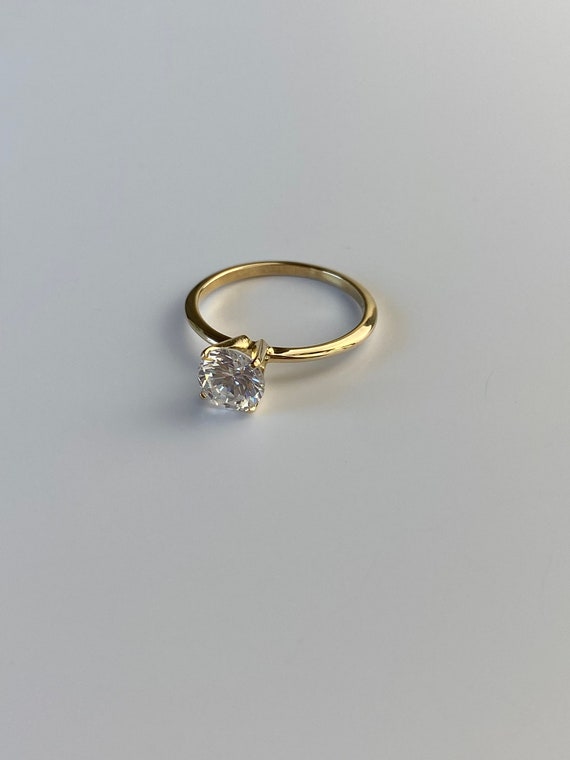 Vintage Solid 14k Yellow Gold Cubic Zirconia Ring… - image 10