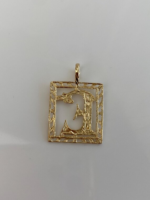 Vintage Solid 14k Yellow Gold Initial 'E' Charm - image 4