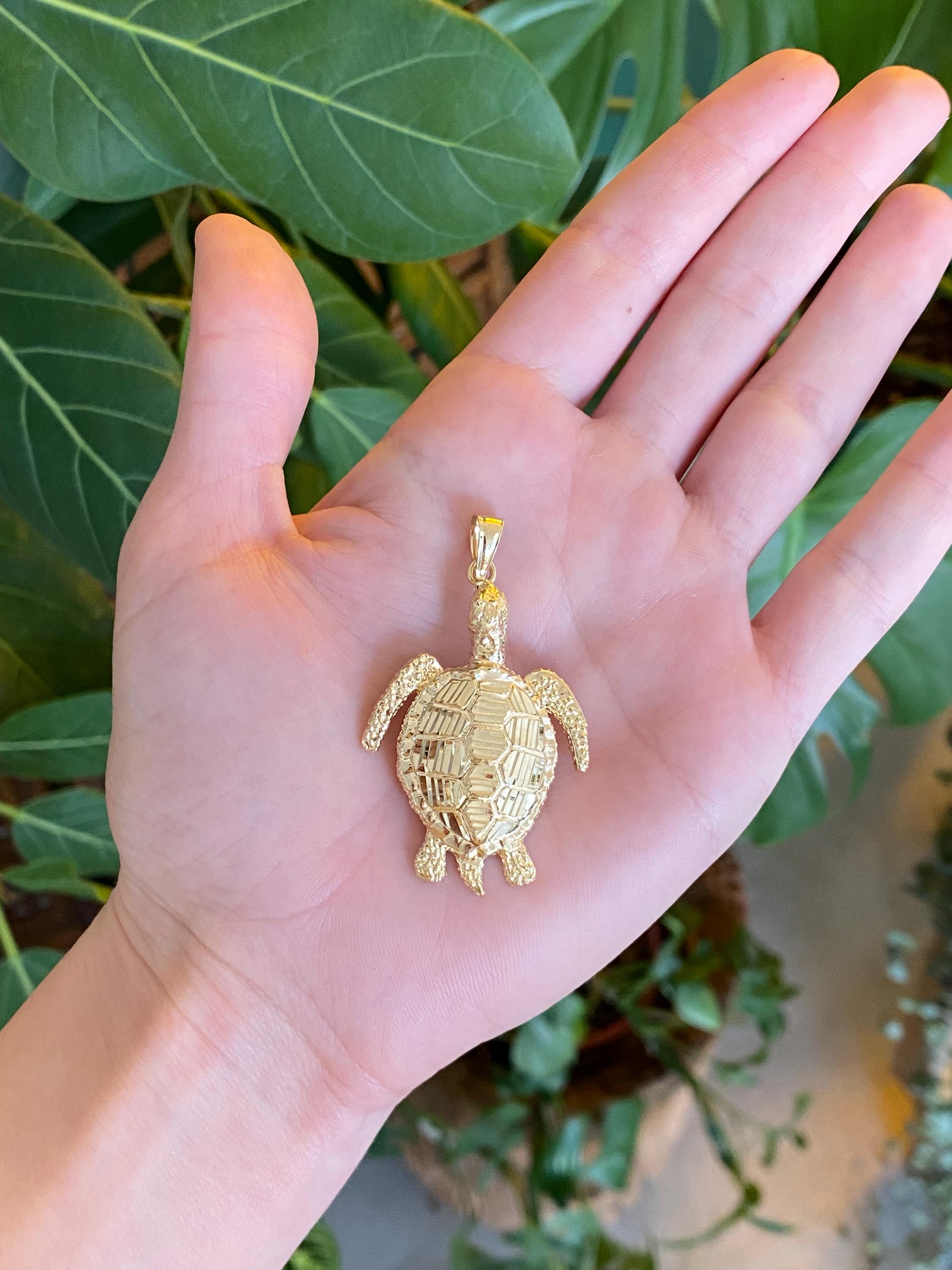 Vintage Solid 14k Yellow Gold Sea Turtle Charm - Etsy