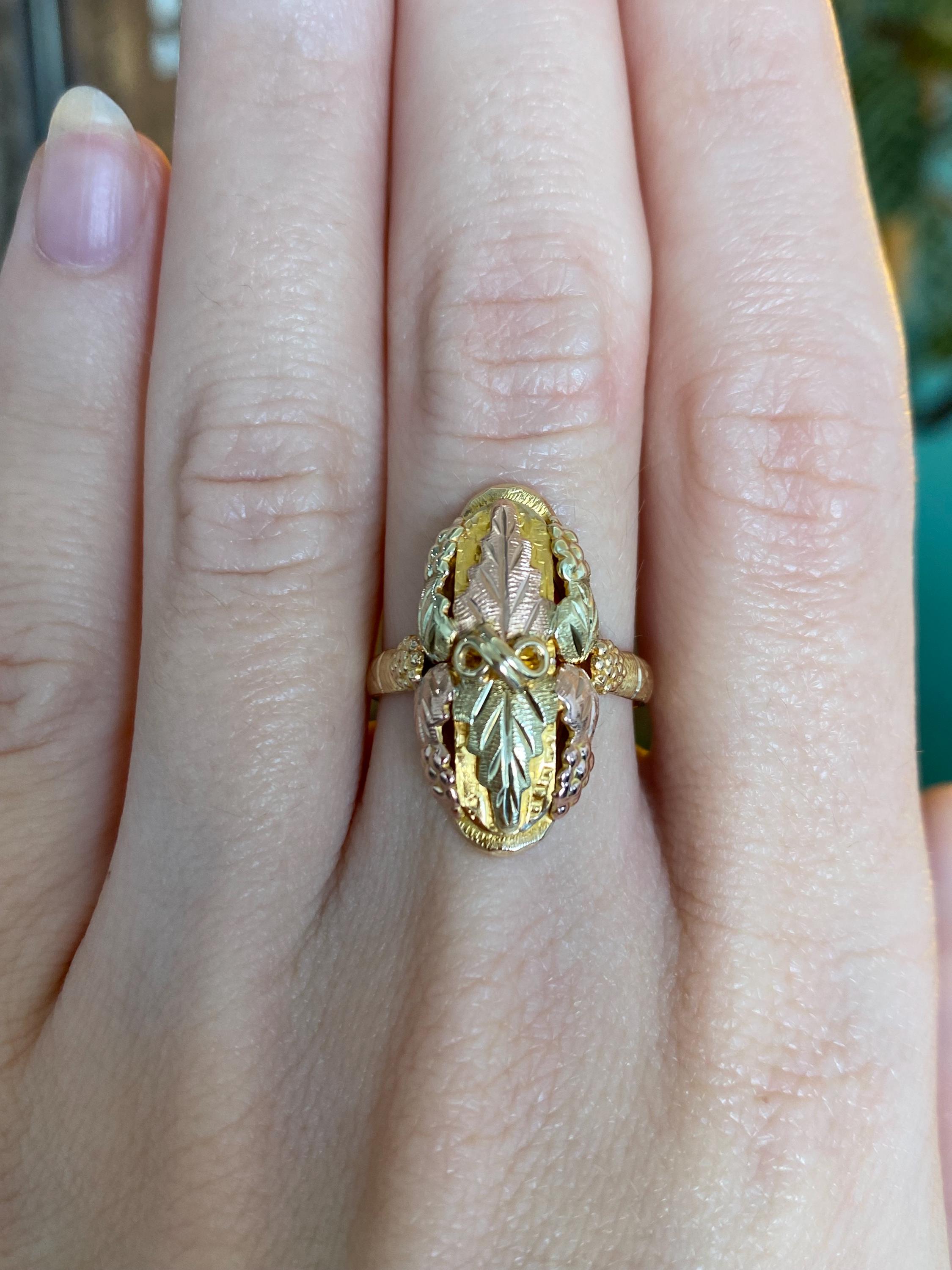 Vintage Solid 10k Black Hills Gold Leaf Marquis Ring - Size 7 - Etsy