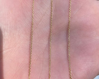Collar de cadena de cable delicado de oro amarillo sólido vintage de 14k - 18 pulgadas - Joyería de bienes raíces - Oro genuino real
