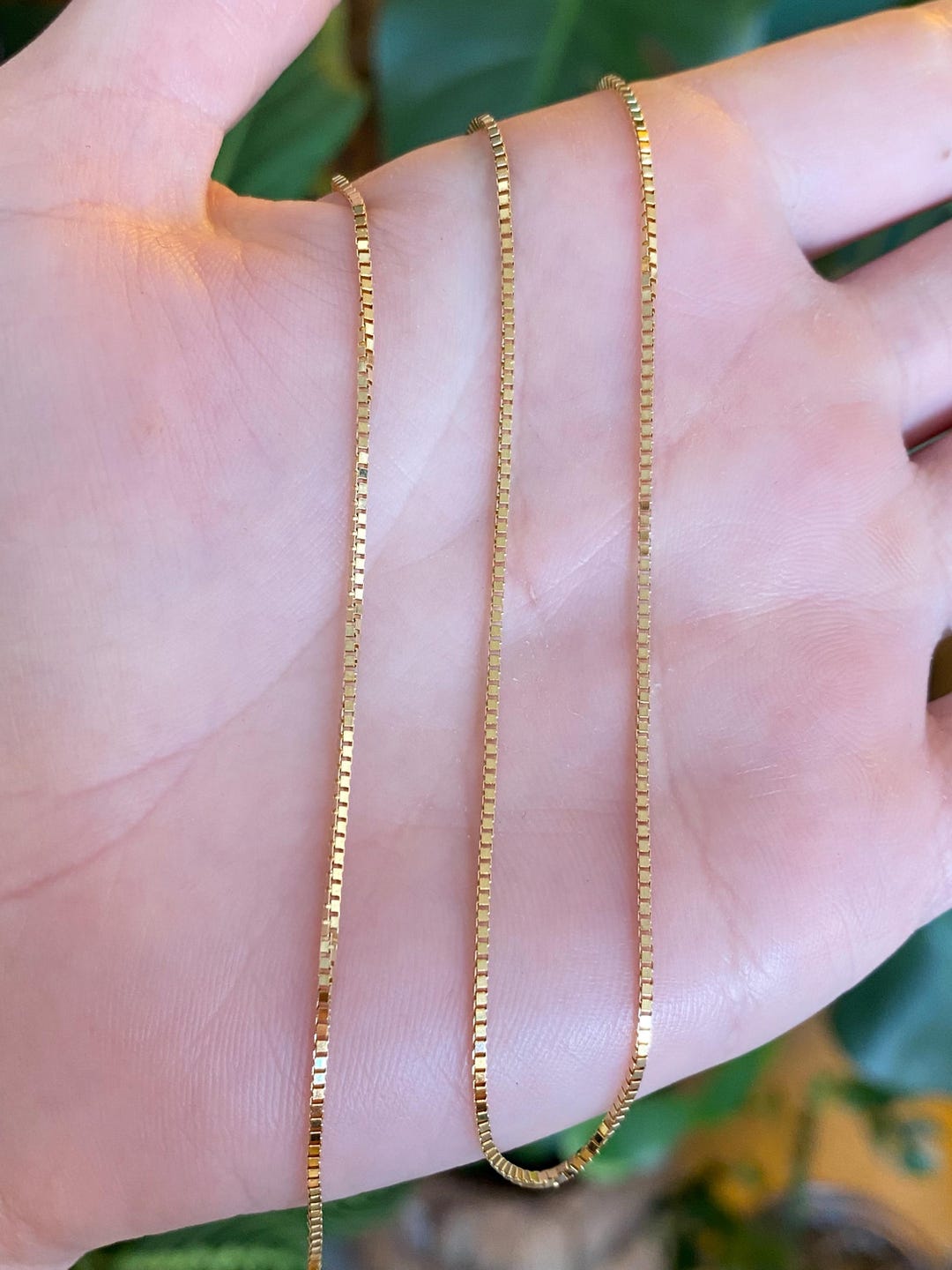 Vintage Solid 14k Yellow Gold Box Chain Necklace - 18 Inches - Etsy