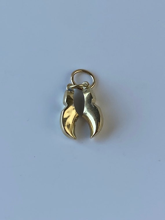 Vintage Solid 14k Yellow Gold Wooden Shoes Charm … - image 4