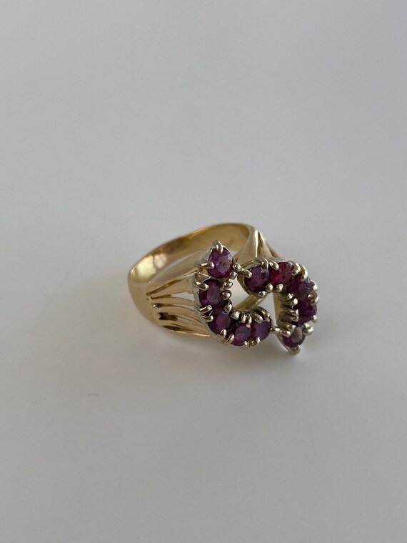 Vintage Solid 14k Yellow Gold Ruby Ring - Size 4 … - image 9