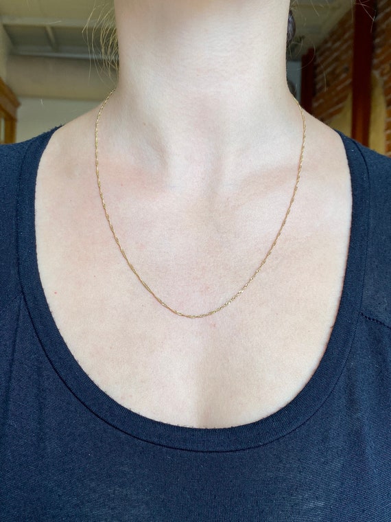 Vintage Solid 14k Yellow Gold Twist Chain Necklac… - image 8