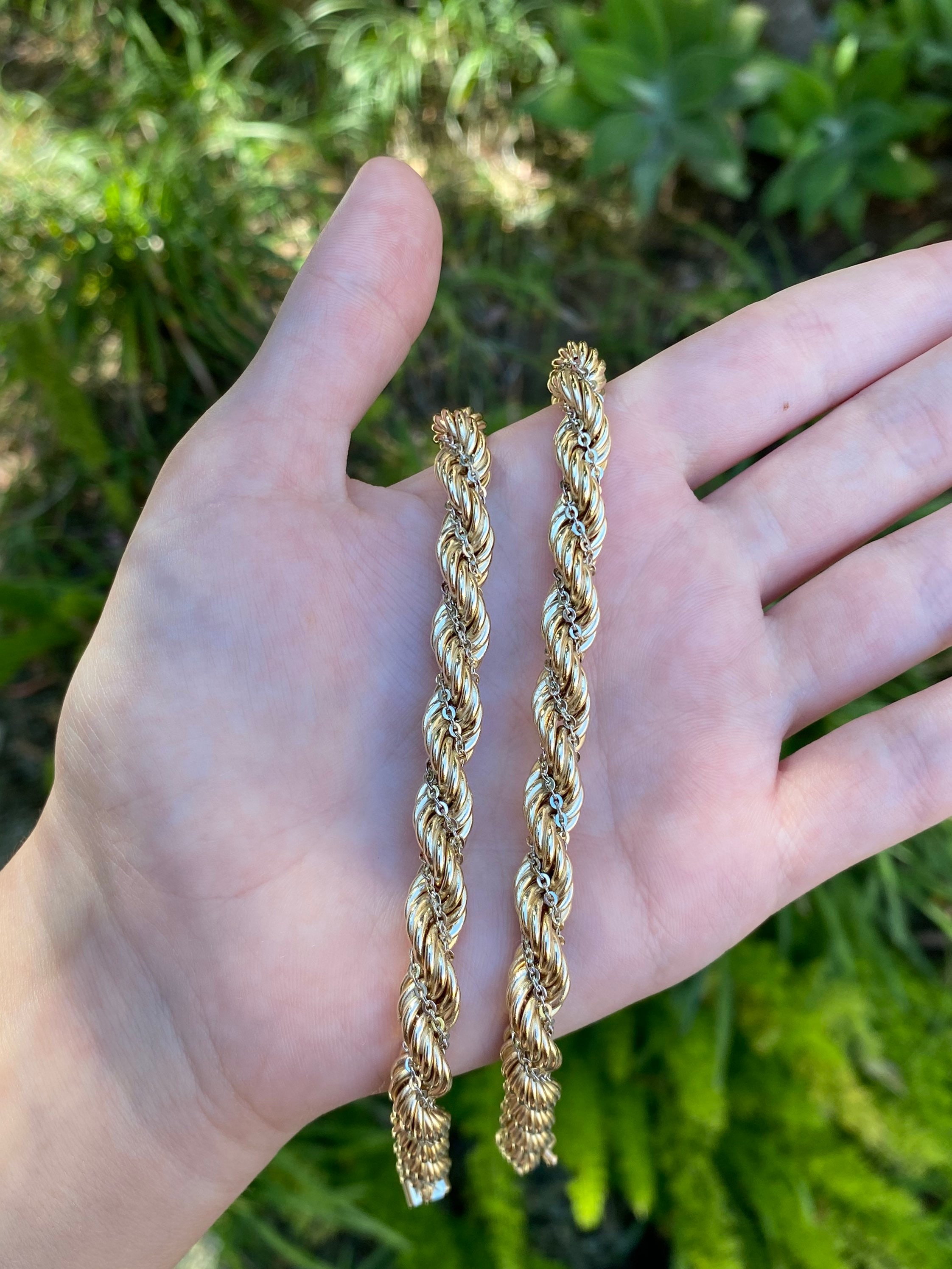 Buy 38 Gram Vintage Solid 14k Gold Bicolor Rope Chain Necklace