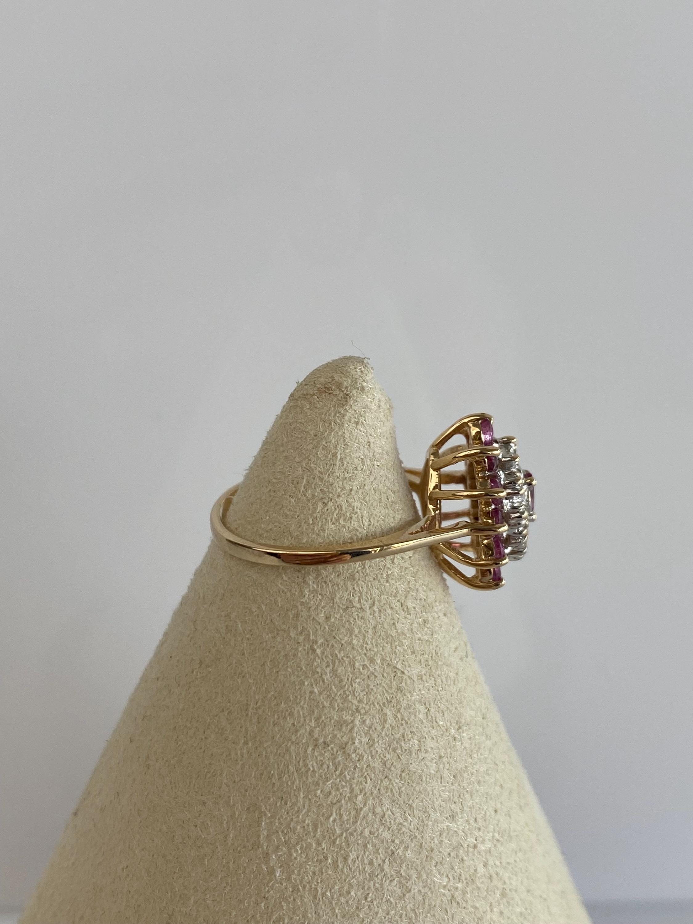 Vintage Solid 14k Yellow Gold Diamond Ruby Cluster Ring - Size 6 - Etsy