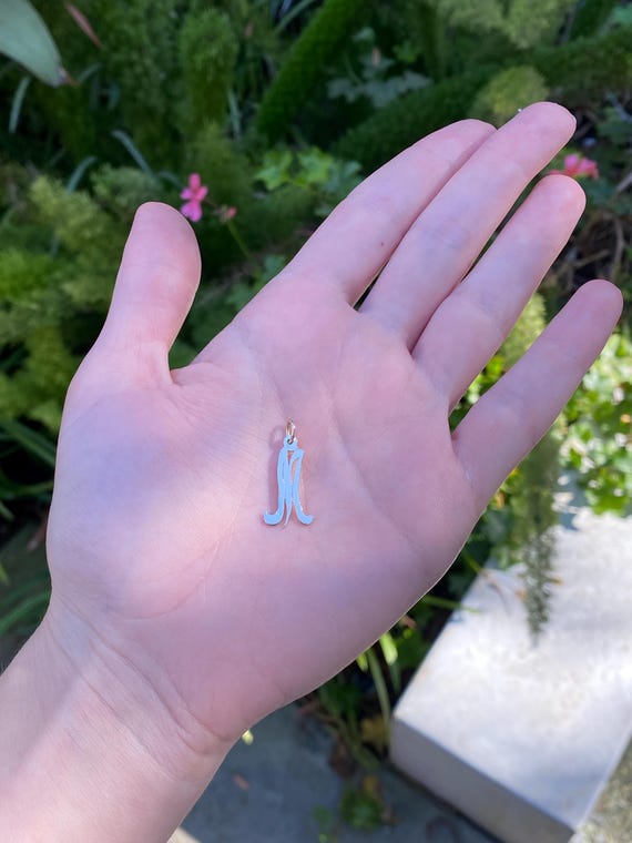 Solid 14k Yellow Gold Initial "M" Charm - image 2