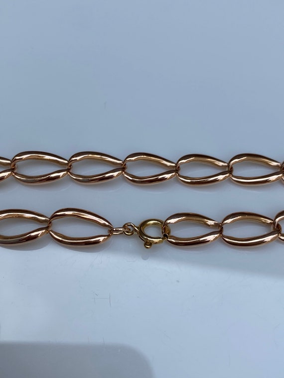 Vintage Solid 14k Rose Gold Elongated Link Chain … - image 5