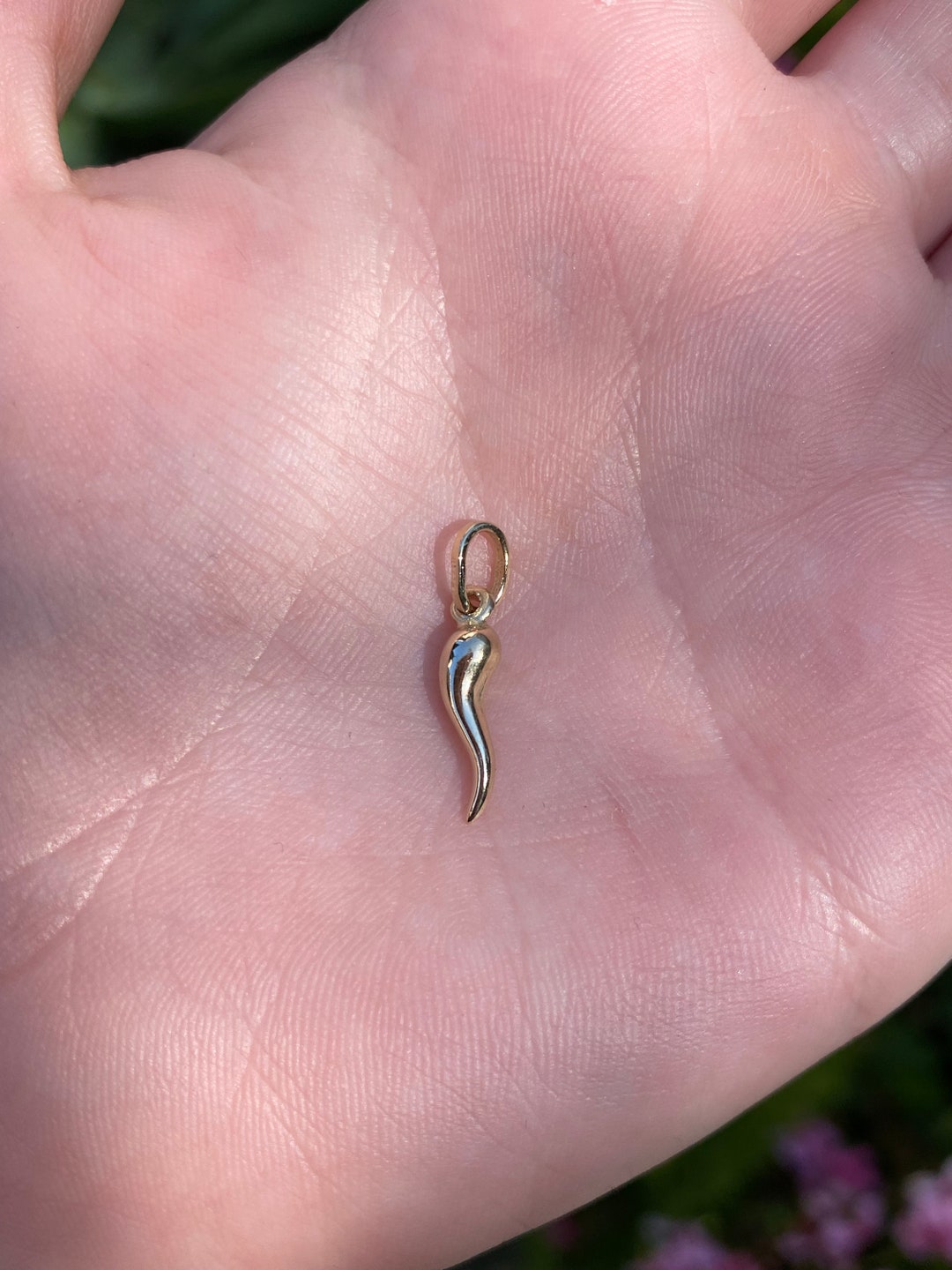 Vintage 14k Yellow Gold Italian Horn Charm Quality Estate Jewelry