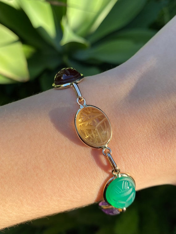 14k Multi Stone Scarab Bracelet | nlshaw.com