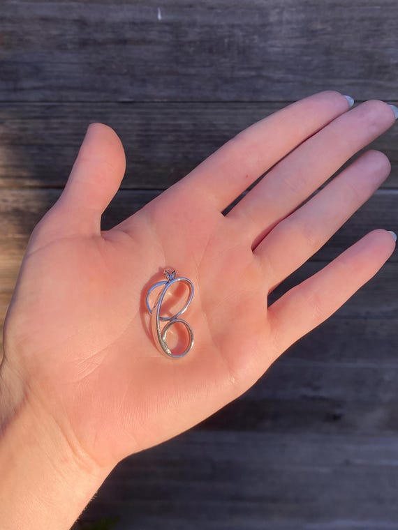 Solid 14k White Gold Initial 'C' Charm - image 2