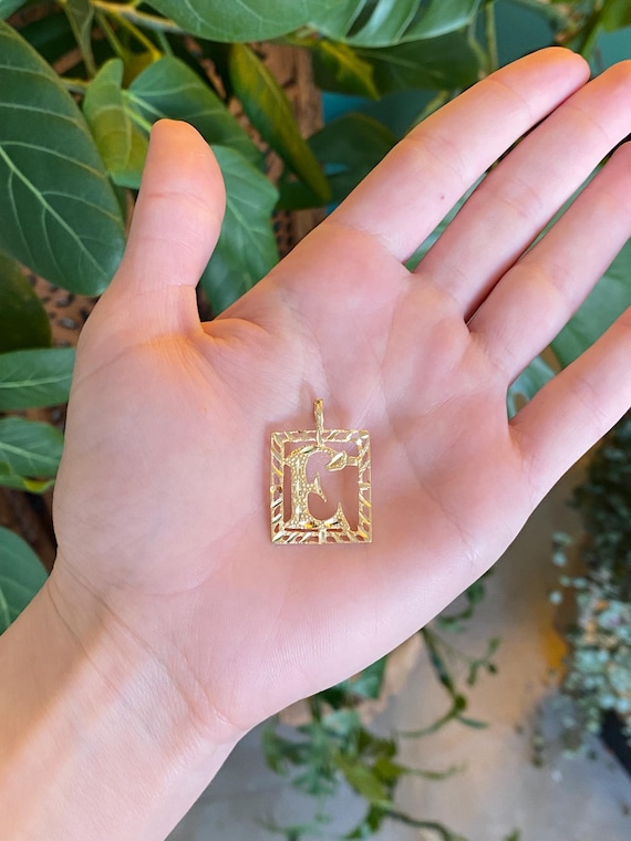 Vintage Solid 14k Yellow Gold Initial 'E' Charm - image 2