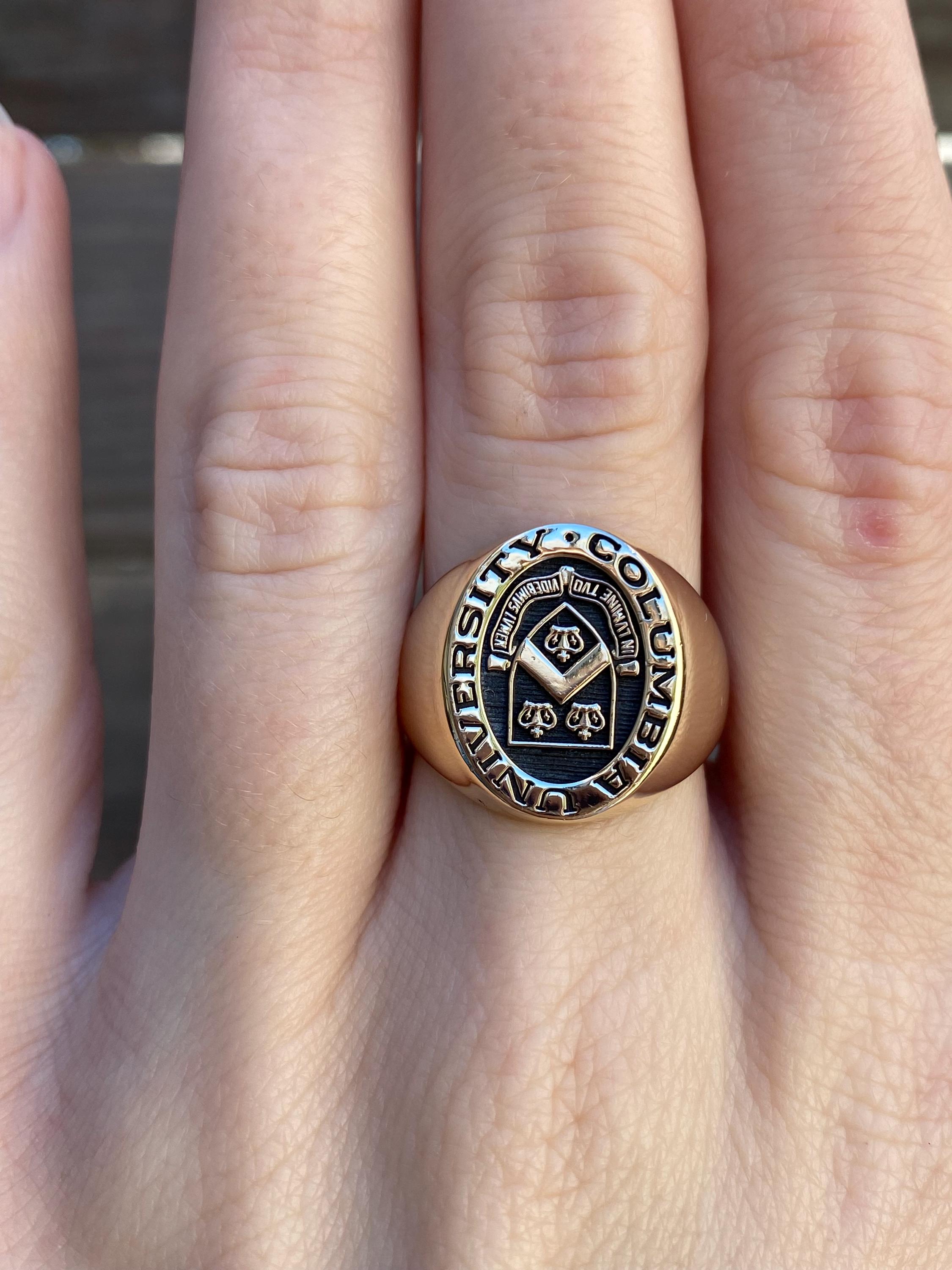 Vintage Solid 10k Yellow Gold Columbia University Signet Ring - Size 7 - Quality Fine Estate Jewelry - Real Genuine Gold