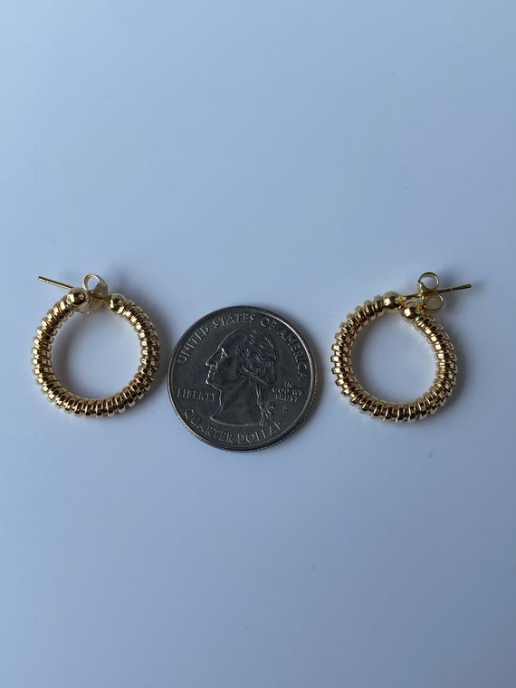 Vintage 18k Yellow Gold Flexible Hoop Earrings - … - image 6