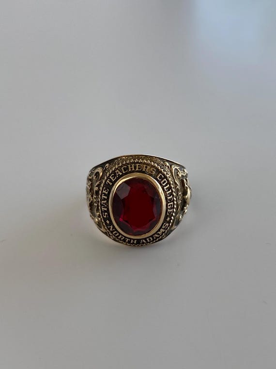 Vintage Solid 10k Yellow Gold Ruby Class Ring - S… - image 5