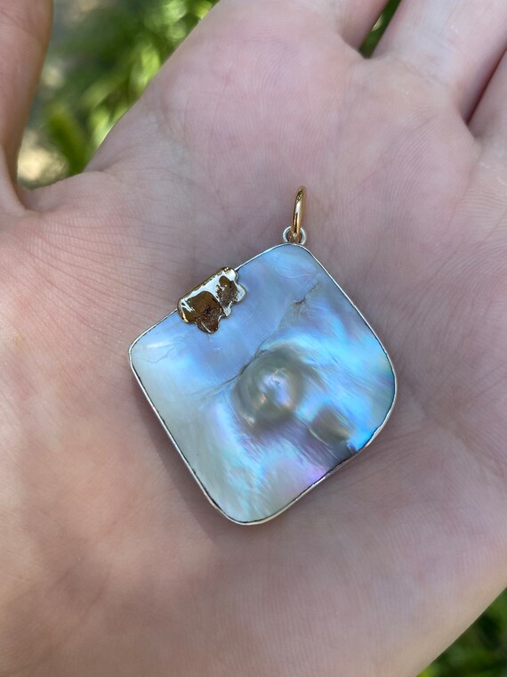 Eve Alfille Sterling Silver 14k Gold Mother of Pearl Charm Pendant for Necklace Quality Fine Estate Jewelry Real Genuine Etsy
