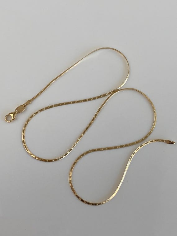Vintage Solid 14k Yellow Gold Pattern Flat Chain … - image 6