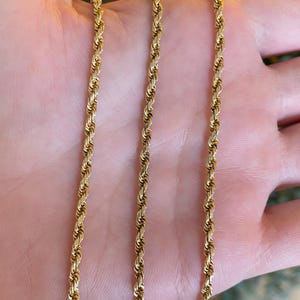 Vintage Solid 14k Yellow Gold Rope Chain Necklace - 20.25 inches - Fine Estate Jewelry - Real Genuine Gold
