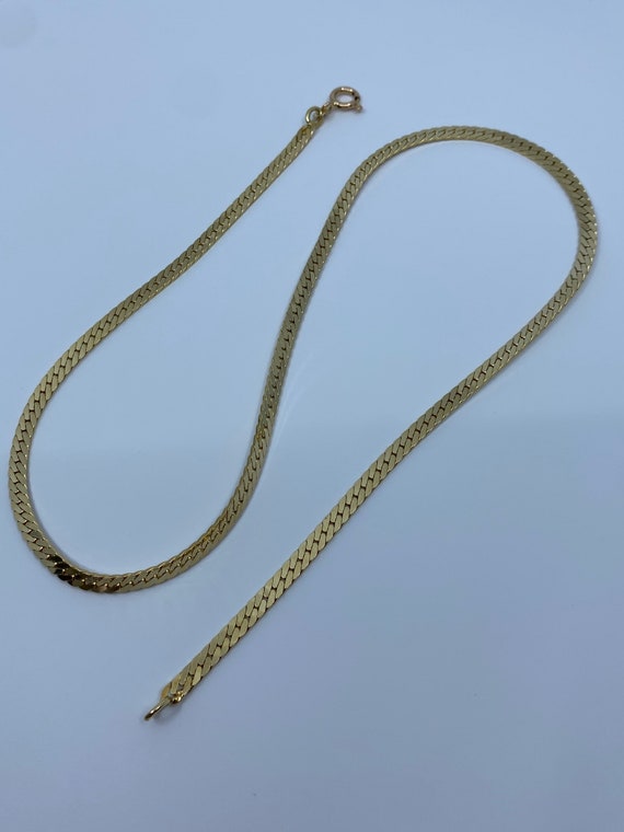 Vintage Solid 14k Yellow Gold Herringbone Chain N… - image 5