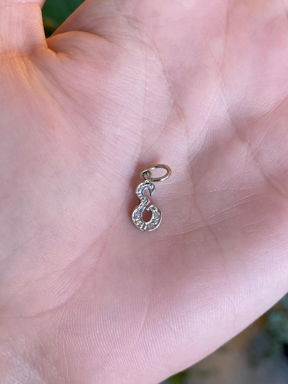 Vintage Solid 14k White Gold Initial 'E' Charm - image 1