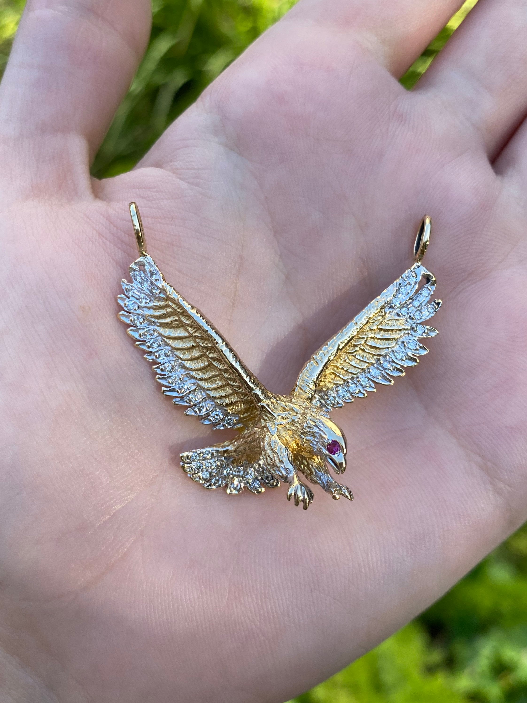 10K Yellow Gold Eagle Pendant Set 66612