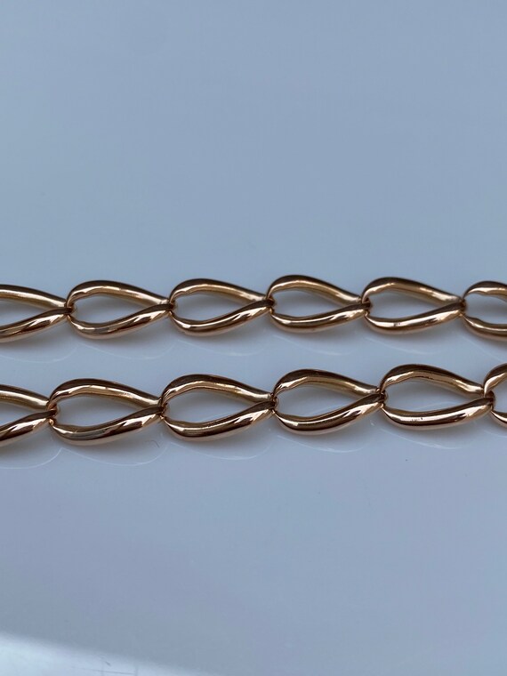 Vintage Solid 14k Rose Gold Elongated Link Chain … - image 4